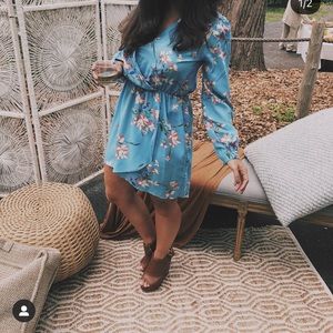 Blue floral cocktail dress